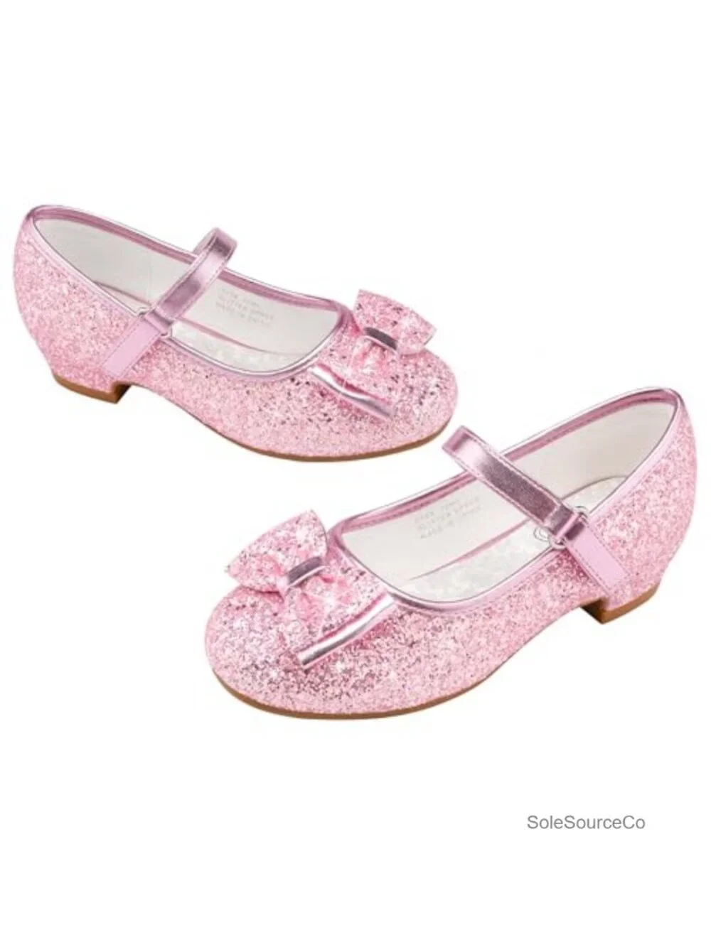Girls Glitter Dress Shoes Low Heel Princess Party Wedding Prom
